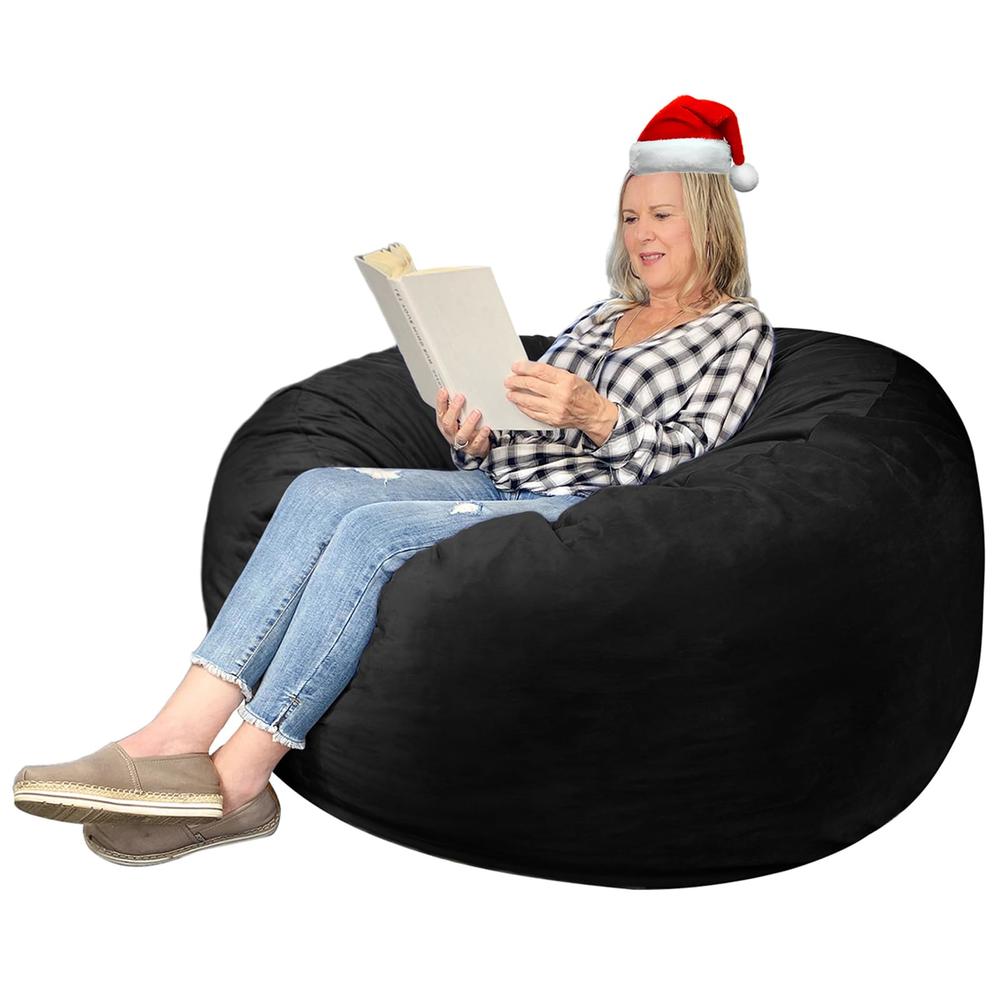 EDUJIN 3 ft Sherpa Bean Bag Chair: 3' Medium Memory Foam Bean Bag Chairs for Adults/Teens with Filling,Ultra Soft Faux Fur Cover