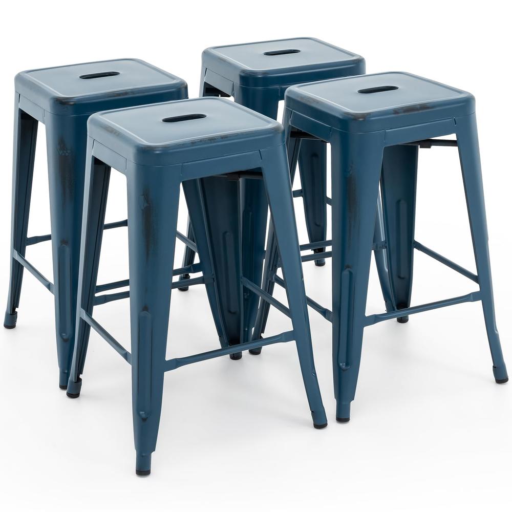 Vogue Furniture Direct 24 Inch Metal Bar Stools, Backless Counter ...