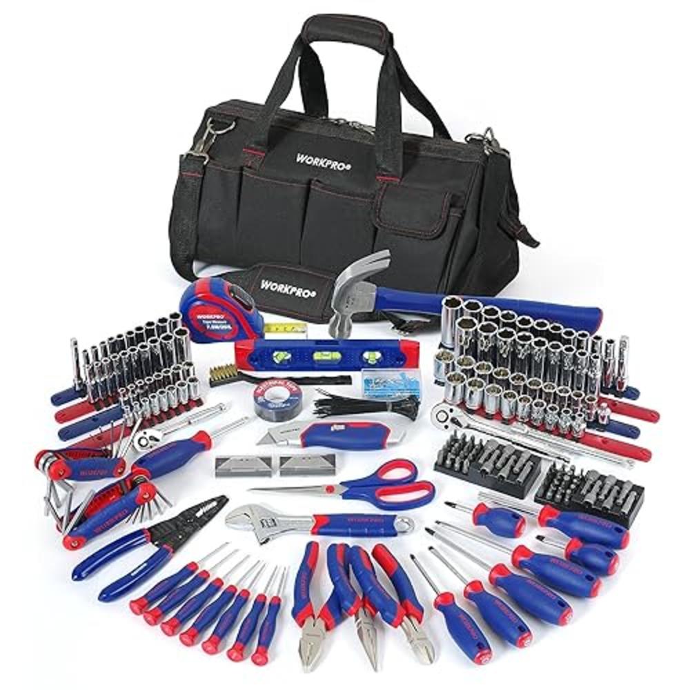 WORKPRO Home Tool Kit, 322PCS Home Repair Hand Tool Kit Basic Household Tool Set with Carrying Bag