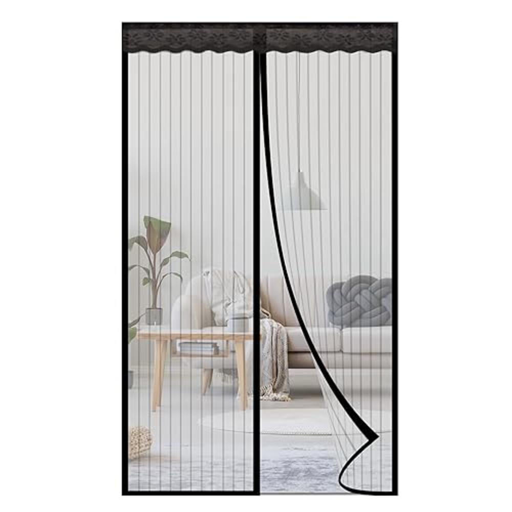 NGreen Reinforced Magnetic Screen Door - Heavy Duty Mesh Curtain and Full Frame Hook and Loop, Toddler and Dog Friendly, No Tool