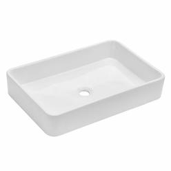 Kichae 24"x16" Rectangle Bathroom Vessel Sink Porcelain Ceramic White Vanity Sink Above Counter Modern Sink for Cabinet, Lavator