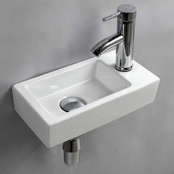 XIFIRY Wall Hung Basin Sink Small Bathroom Sink Rectangle Ceramic Wash Basin Right Hand (Right Hand)