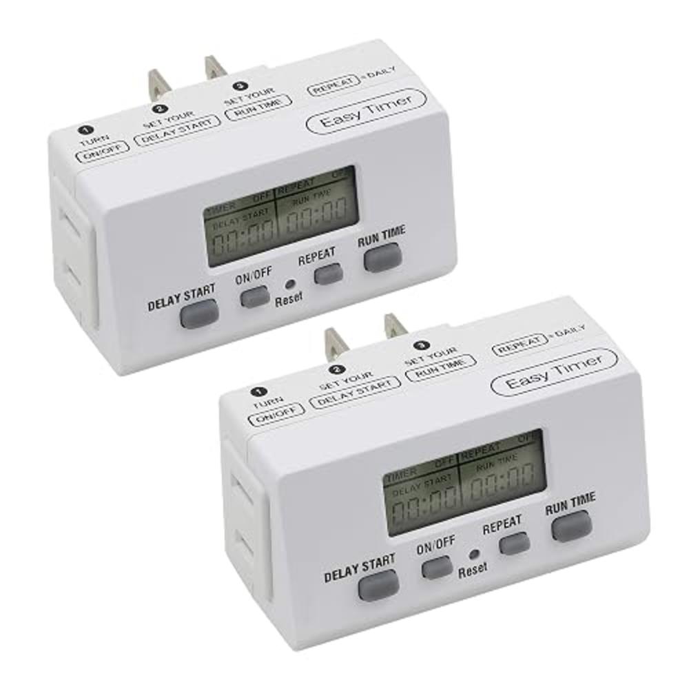 Clear Power Indoor Timer (Dual Pack) 1 Polarized Outlet EZ Digital ...
