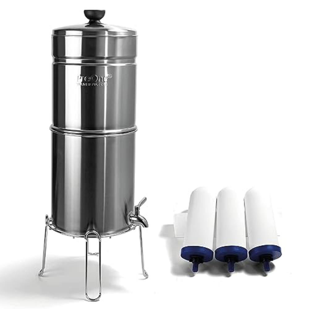 ProOne Big+ Stainless-Steel Gravity Water Filter System, 3-Gallon Water