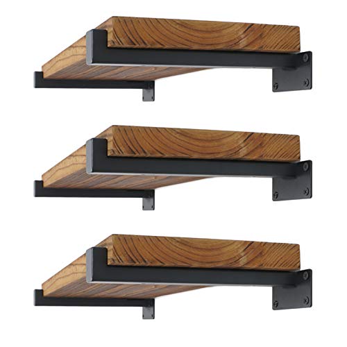 EZYDECOR 6Pcs Floating Shelves Brackets Heavy Duty Wooden Shelf Brackets 8inch Decorative Wall Shelf Brackets & Supports with Li