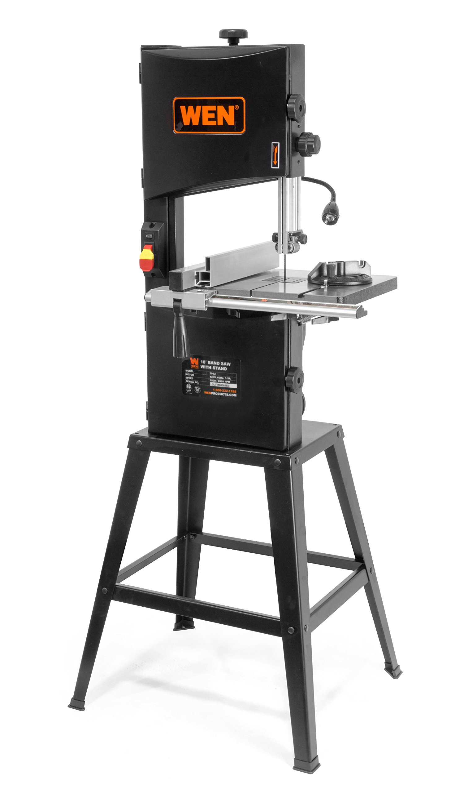 WEN BA3962 3.5-Amp 10-Inch Two-Speed Band Saw with Stand and Worklight