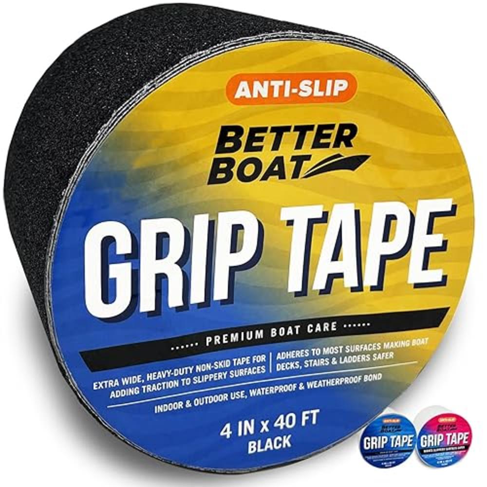 better boat Anti Slip Tape Outdoor Stair Treads Non Skid Grip Tape for Stairs and Step Traction Non Slip Waterproof 4" x 40FT Roll Grips for
