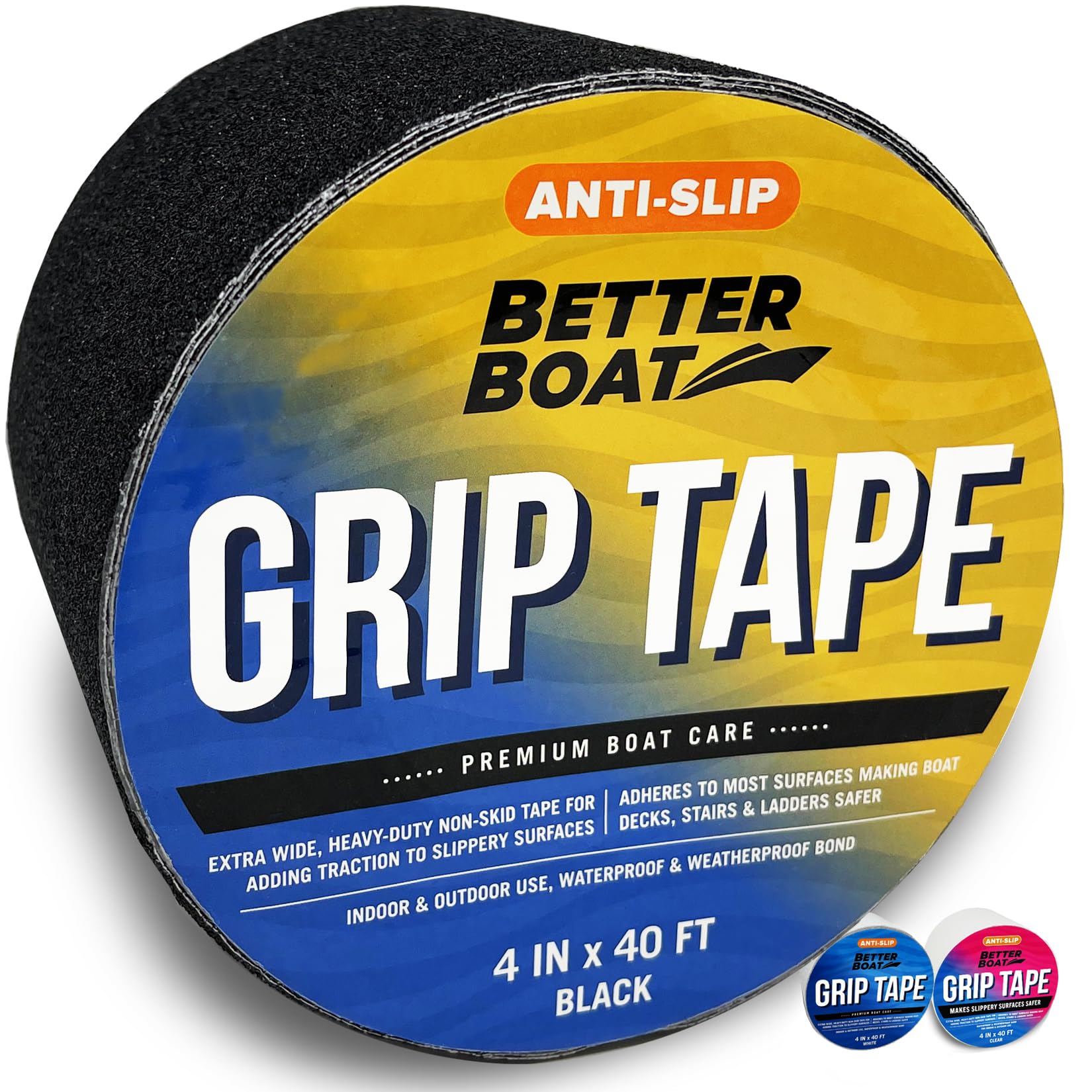 better boat Anti Slip Tape Outdoor Stair Treads Non Skid Grip Tape for  Stairs and Step Traction Non Slip Waterproof 4 x 40FT Roll Grips for