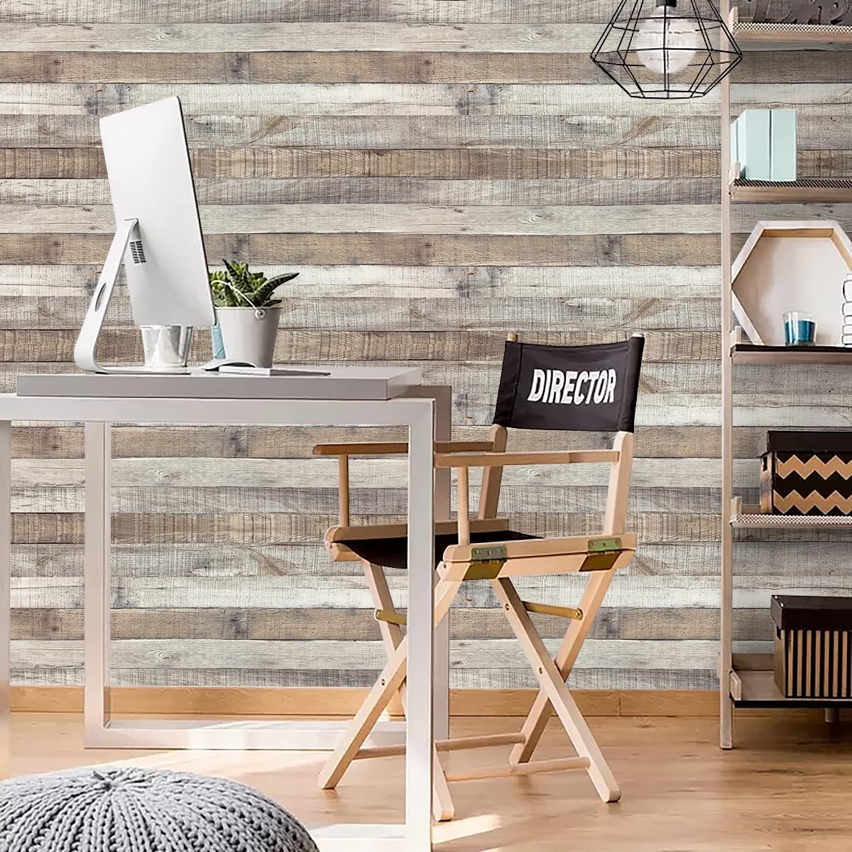 qianglive Rustic Wood Wallpaper Grain Paper Faux Stick and Peel Vintage Distressed Reclaimed Self Adhesive Removable Vinyl Home