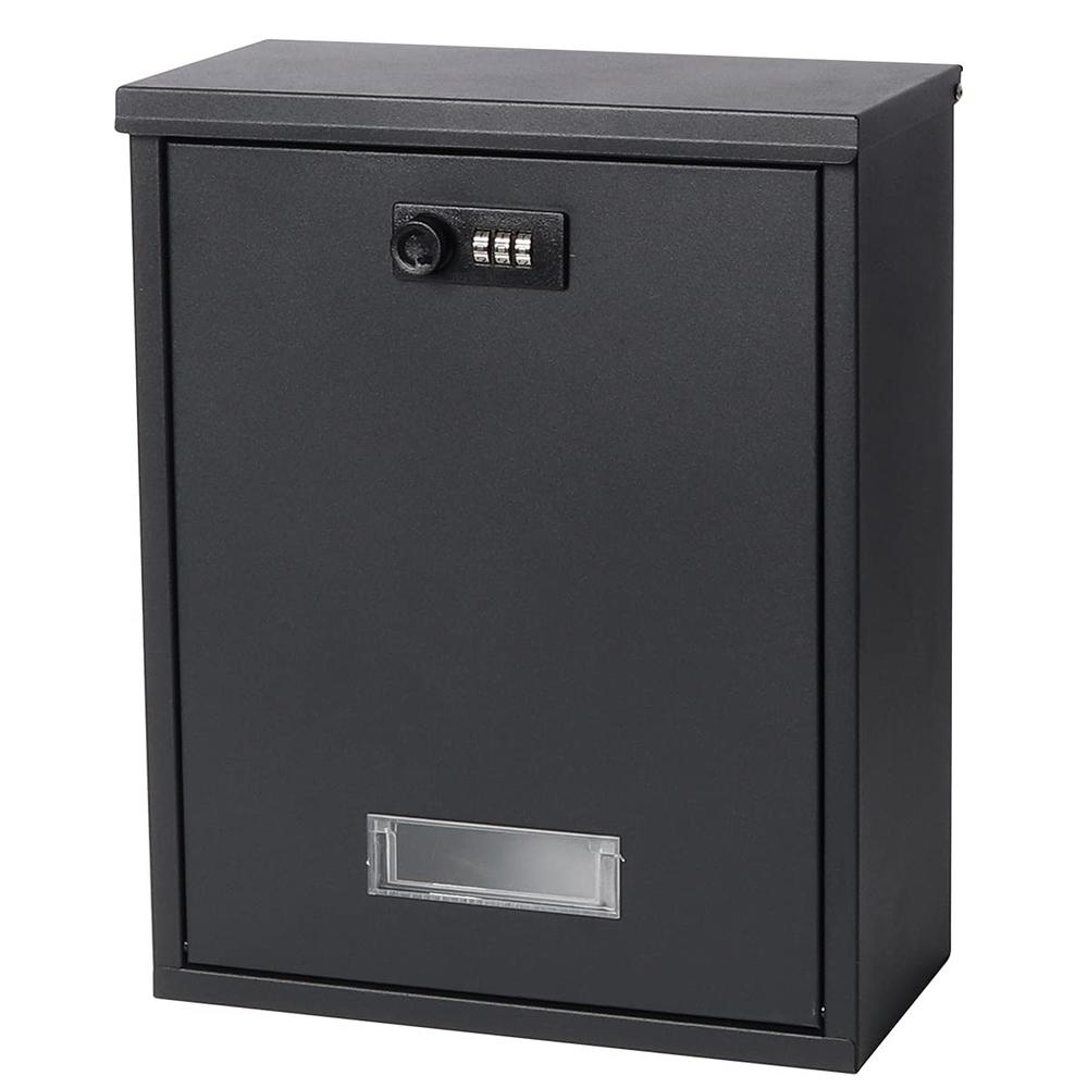 Decaller Mailbox Wall Mount with Combination Lock, Decaller Mailboxes for Outside, 12.6 x 10.24 x 4.21 Inch, Black