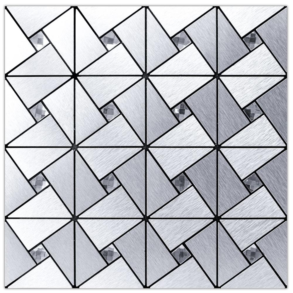 Art3d 10-Sheet Peel and Stick Backsplash Metal Mosaic Tiles for Kitchen Wall Decor, Stick on Aluminum Composite Tiles Stikers, S