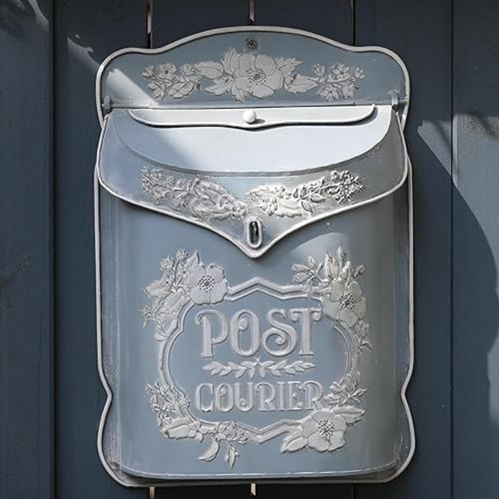 BIG FORTUNE Mailbox Wall Mount Mailboxes for Outside Vintage Mailbox Mail Boxes/Wall Mount OutsideBlue Home Decor Metal Mailbox 