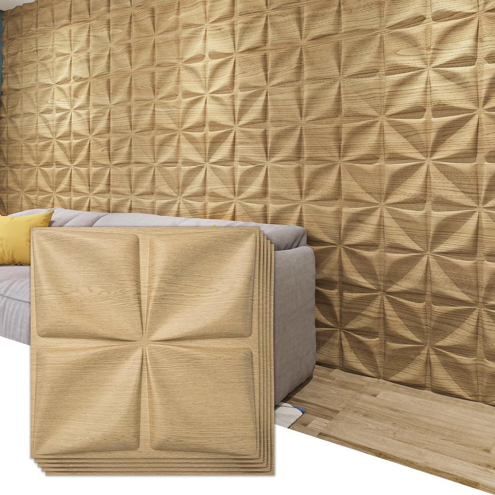 Art3d Wood Brown 3D Wall Panel PVC Flower Design Cover 32 Sqft, for Interior Wall Decor in Living Room,Bedroom,Lobby,Office,Shop