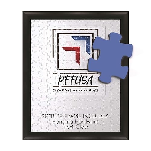 PictureFrameFactoryOutlet Puzzle Frame | Picture Frame | Poster Frame | Puzzle Frame | 1.25 Inch Black MDF Frame | Plexi Glass and Hanging Hardware Includ