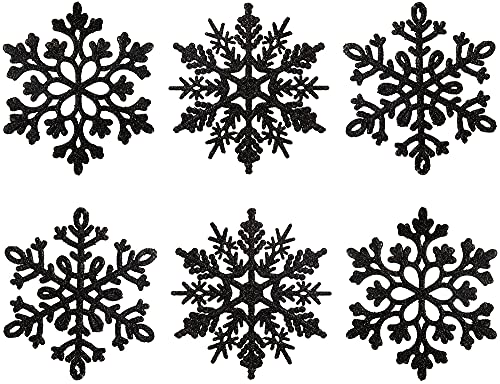 XmasExp Glitter Snowflake Ornaments Plastic Christmas Tree Decorations 4.7''/30CT Christmas Hanging Decorations with Silver Rope for Wed