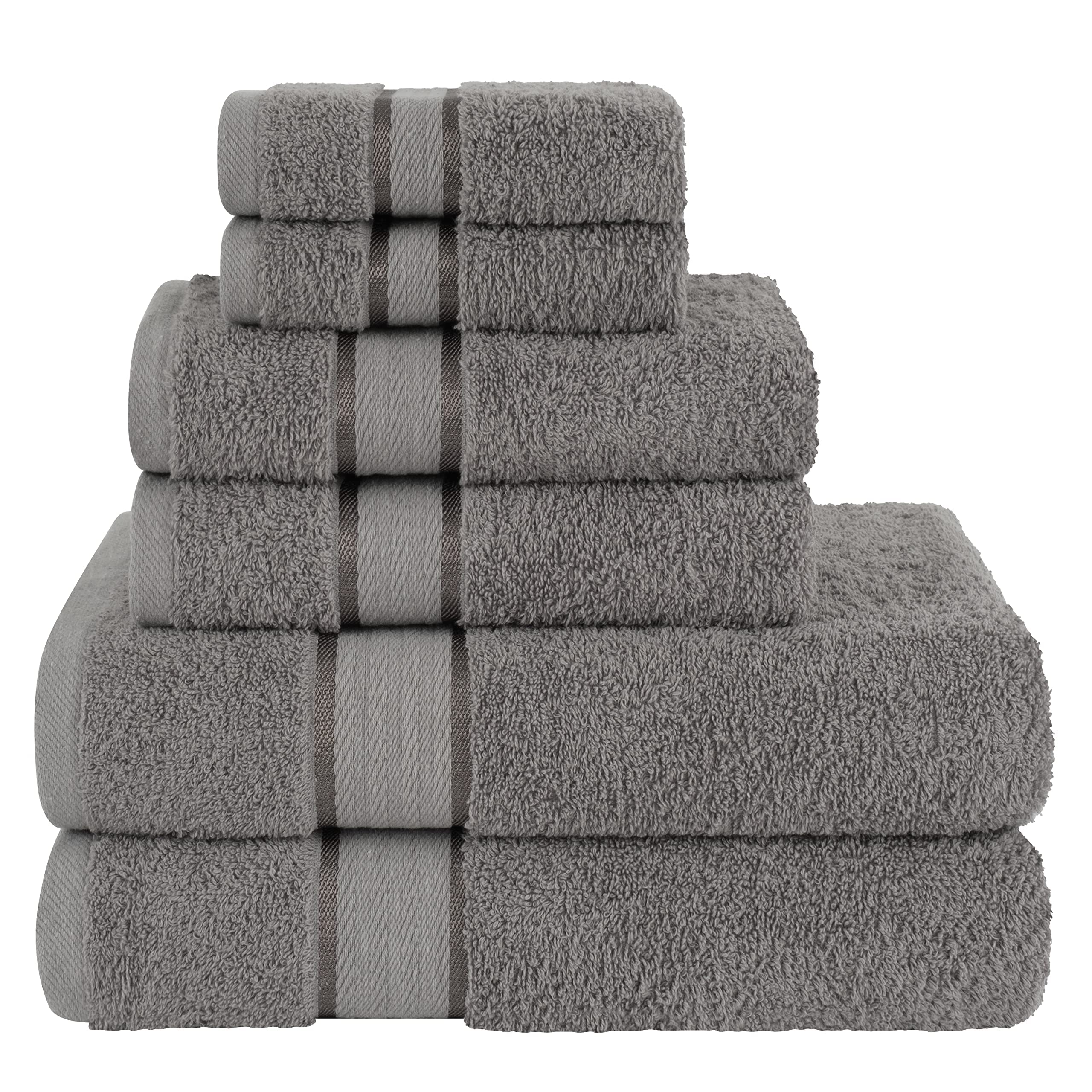 Dorlion Towels 6 Piece 100% Turkish Cotton Towel Set, 2 Bath Towels 2 Hand Towels 2 Washcloths, Soft Absorbent Towels for Bathro