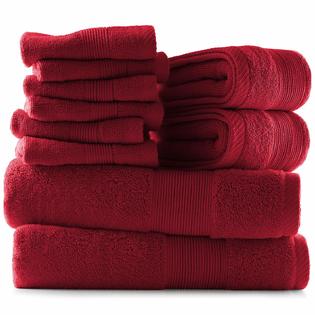 Hearth & Harbor Bath Towel Collection, 100% Cotton Luxury Soft 10 PC Set - Burgundy Red