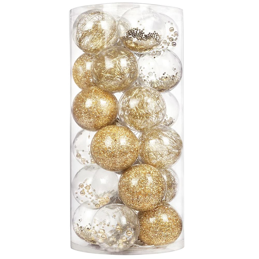 ZHMTang 24ct Shatterproof Clear Christmas Ball Ornaments Decorative Xmas Baubles Delicate Balls Decorations(2.36''/60mm, Plastic