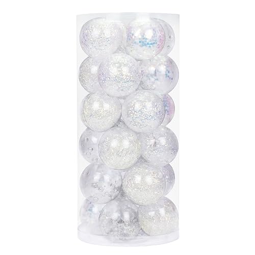 ZHMTang 24ct Shatterproof Clear Plastic Christmas Ball Ornaments Decorative Xmas Baubles Delicate Balls Decorations(2.36''/60mm,
