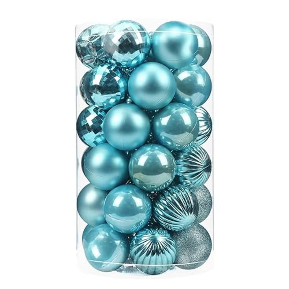 ZHMTang 41ct Small Christmas Balls Shatterproof Hanging Decorations Set for Xmas Tree Garland Ornaments (1.57” /40mm,Light Blue)