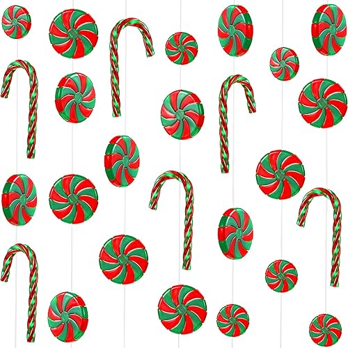 WILLBOND Christmas Candy Canes Candy Swirl Garland Plastic Candy Decoration Tree Candy Decoration Candy Garland Ornaments with C