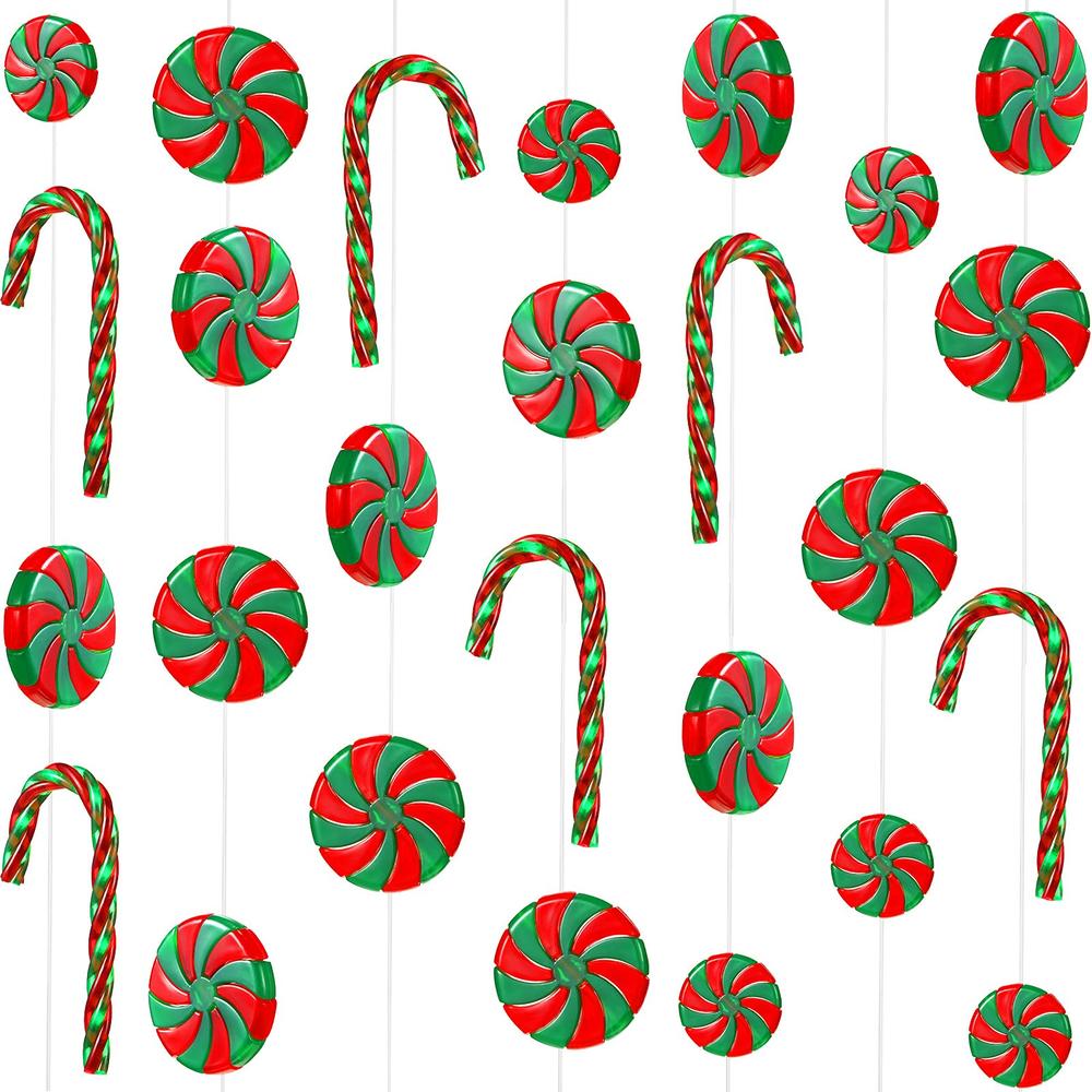 WILLBOND Christmas Candy Canes Candy Swirl Garland Plastic Candy Decoration Tree Candy Decoration Candy Garland Ornaments with C