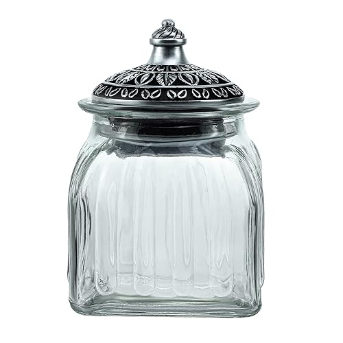 SOCOSY Vintage Transparent Glass Candy Jar with Resin Lid Food Jar Nut Jar Jewelry Box Wedding Candy Buffet Jars Kitchen Storage