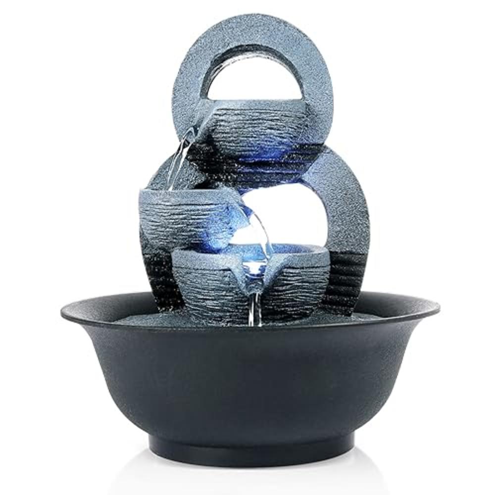 WICHEMI Tabletop Fountain Water Fountains Indoor Waterfall Fountains Relaxation Water Feature Feng Shui Zen Meditation Desktop F