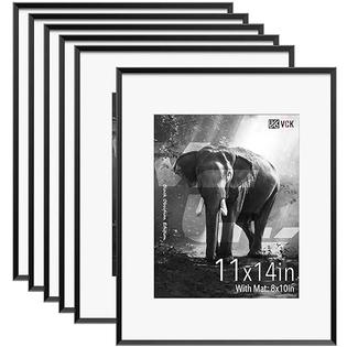 VCK Black 11x14 Aluminum Picture Frames Set of 6, Metal Photo Frame with  Shatter-Resistant Real