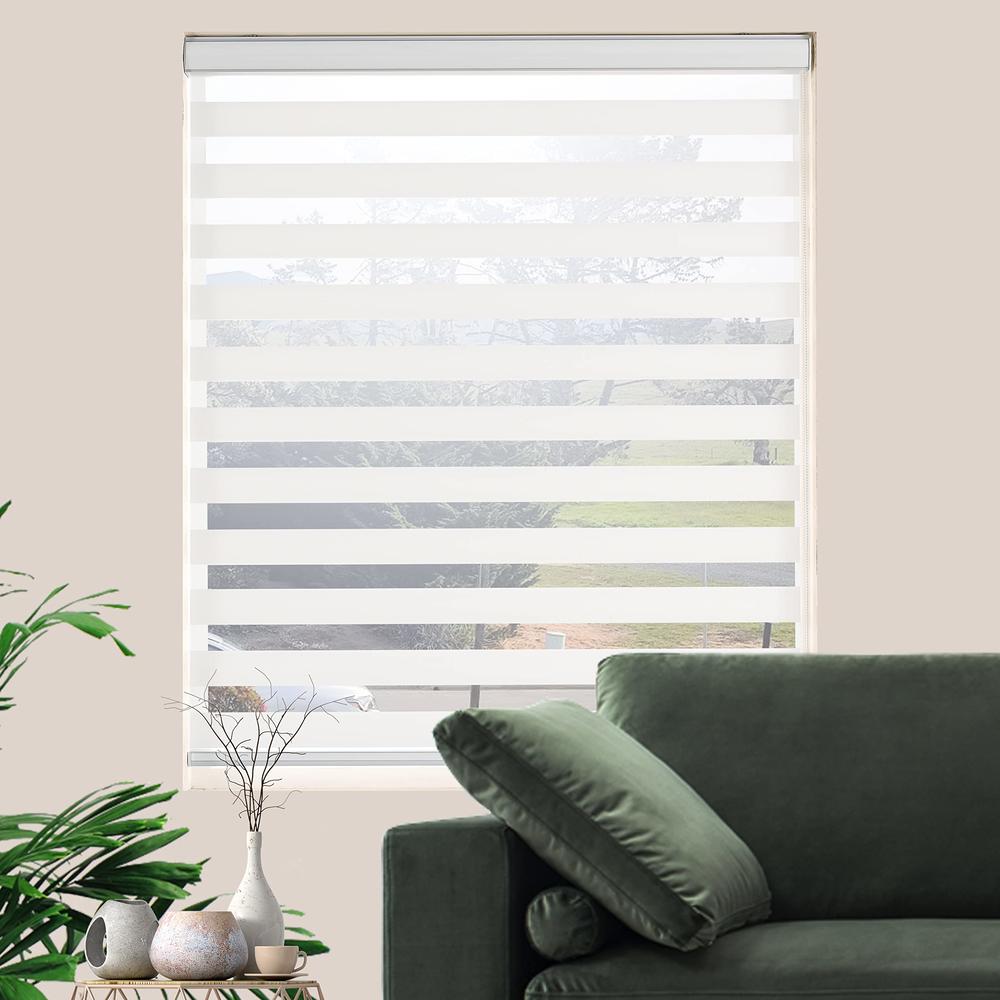 JIANGPIN TEXTILE Zebra Roller Shades, Dual Layer Roll Up Blind for Living Room, Semi Sheer Shades Window Privacy Light Control f