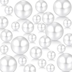 Hicarer 120 Pieces Pearl for Vase Filler Christmas Pearls Bead for Vase Makeup Beads for Brush Holder Assorted Round Faux Pearl 