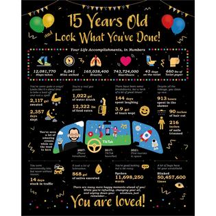 Paintio Card Birthday Boy's or Girl's Life in Numbers 15th Birthday
