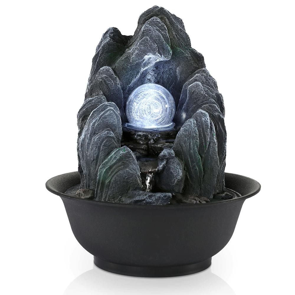 WICHEMI Indoor Fountain Tabletop Fountain Waterfall Fountains Stacked Rocks Water Feature Feng Shui Zen Meditation Relaxation De