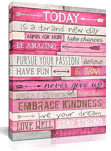 THRLVEART Pink Wall Decor - Inspirational Quotes Wall-Art - Motivational Bedroom Decor For Teen Girls - Office Gifts For Women With Framed