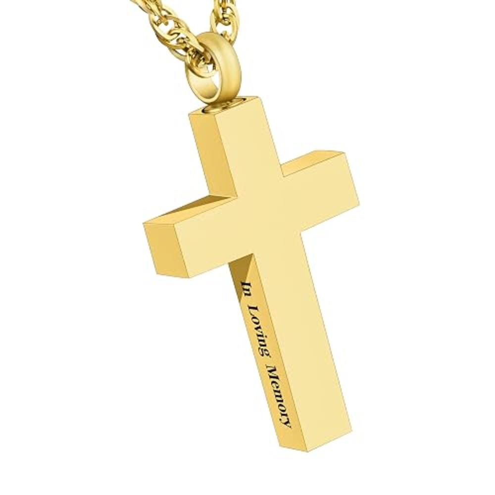 Dletay Stainless Steel Cremation Cross Necklace - Urn Pendant For Ashes With Chain & Fill Kit, In Loving Memory