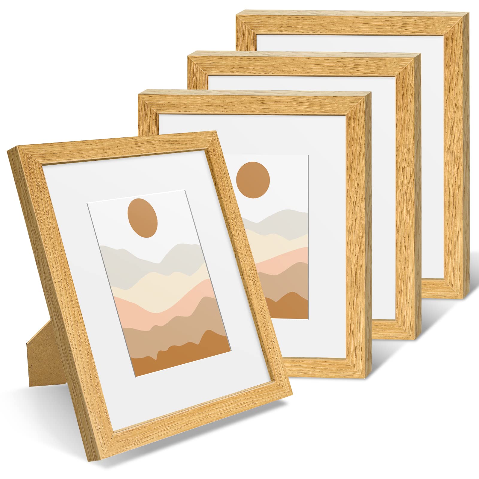 Nacial Picture Frames 8x10 inch Set of 4, Photo Frame Display 5x7 Photo with Mat, Display 8x10 photo without Mat, Picture Frames