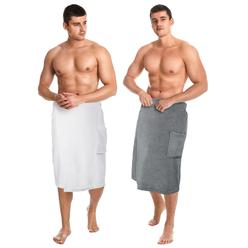 Tudomro 2 Pieces Men's Body Wrap Towel Adjustable Sauna Towels Spa Wrap with Pocket After Shower Wrap Terry Bath Towels Bath Wra