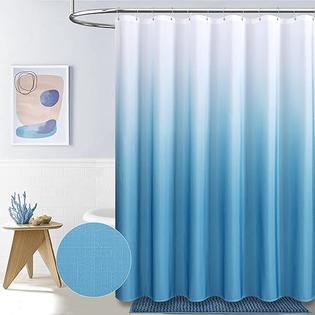 Bttn Extra Long Shower Curtain 72 X 96 Inch Ombre Linen Textured Fabric Set