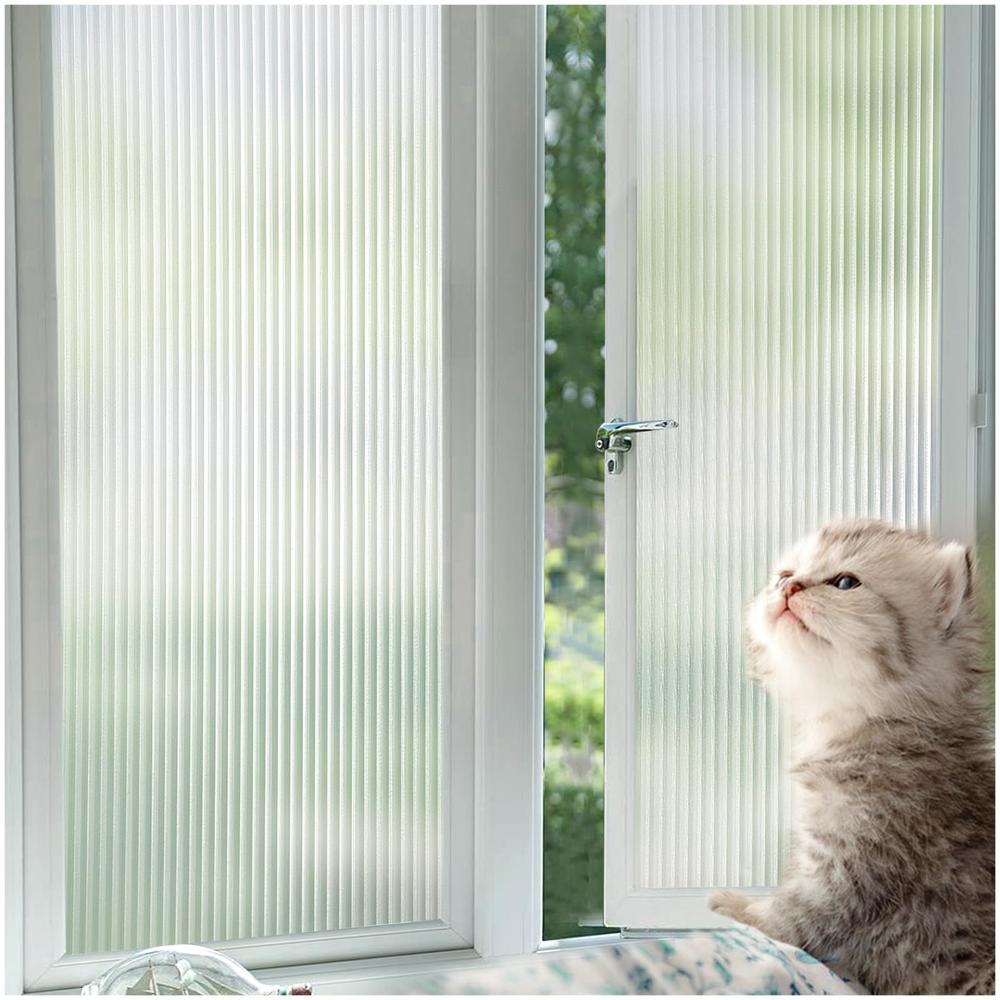 Windimiley Window Privacy Film Frosted Glass Window Clings Reeded Decorative Static Cling Non-Adhesive Christmas Decorations Winter Window 