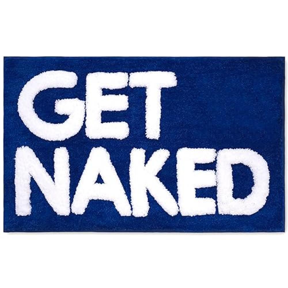 New Mungo Get Naked Bath Mat Blue - Cute Bathroom Rugs, Cute Bath Mat, Apartment Decor, Funny Bath Mat, Fun Bath Mat, Shower Rug
