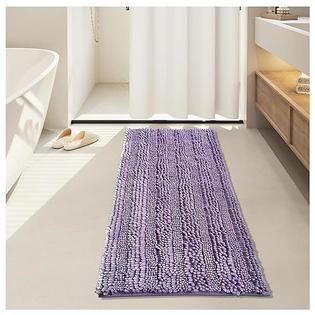Civkor Bathroom Rug Runner Long Bath Mat for Bathtub Light Purple,Chenille Bathroom  Rug Large 47x20