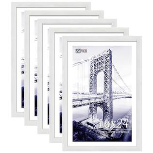 VCK 16x24 Poster Frames Set of 5, White Solid Wood Picture Frame