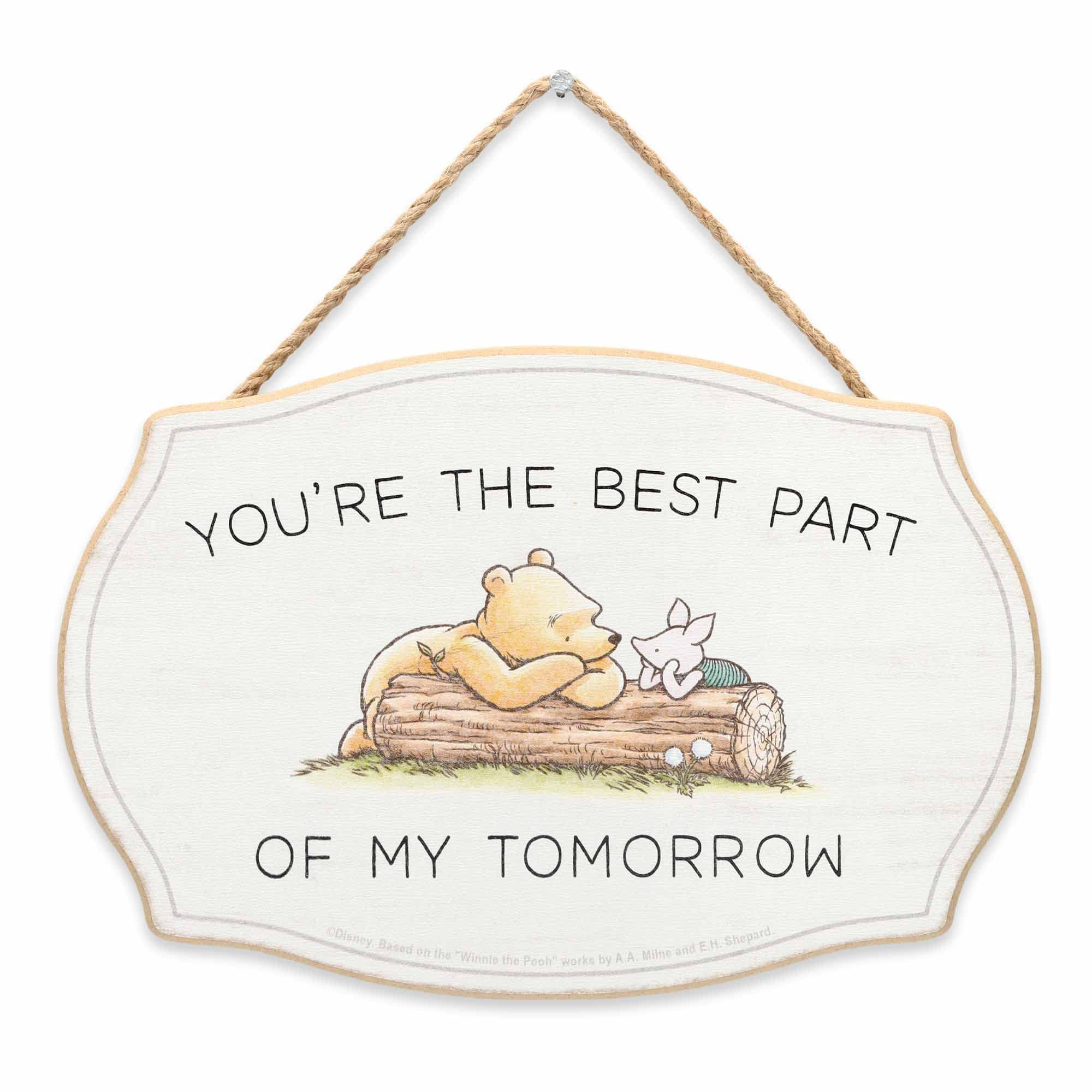 Open Road Brands Disney Winnie the Pooh You're the Best Part Hanging Wood Wall Decor - Adorable Winnie the Pooh Sign for Home