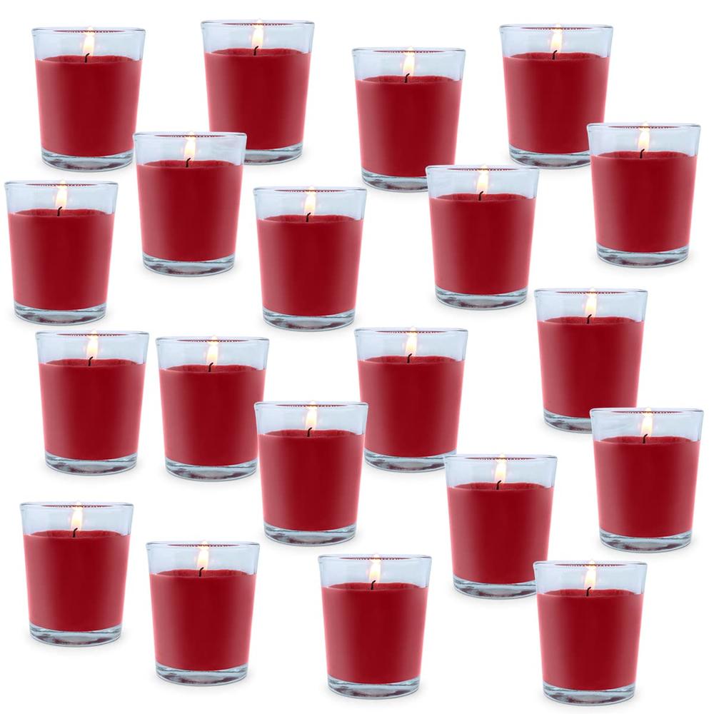 Coco-Life Red Unscented Clear Glass Filled Votive Candles Small Soy Wax Candles for Aromatherapy Spa Weddings Holidays Party Mother's Day,