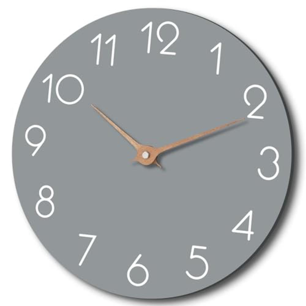 cicininc 14 Inch Wall Clock - Grey Wall Clocks Battery Operated - Silent Non Ticking Wall Clocks Modern - Big Clock for Bedroom 
