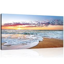 TutuBeer 1 Panels Beach Home Beach Decor for Home Beach Decorations White Beach Sunrise with Deep Blue Sky Beach Pictures of the