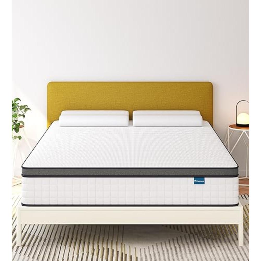 elitespace King Mattress,12 Inch Hybrid King Size Mattress in a Box,Mattresses with Memory Foam and Pocket Spring,Soft and Comfo
