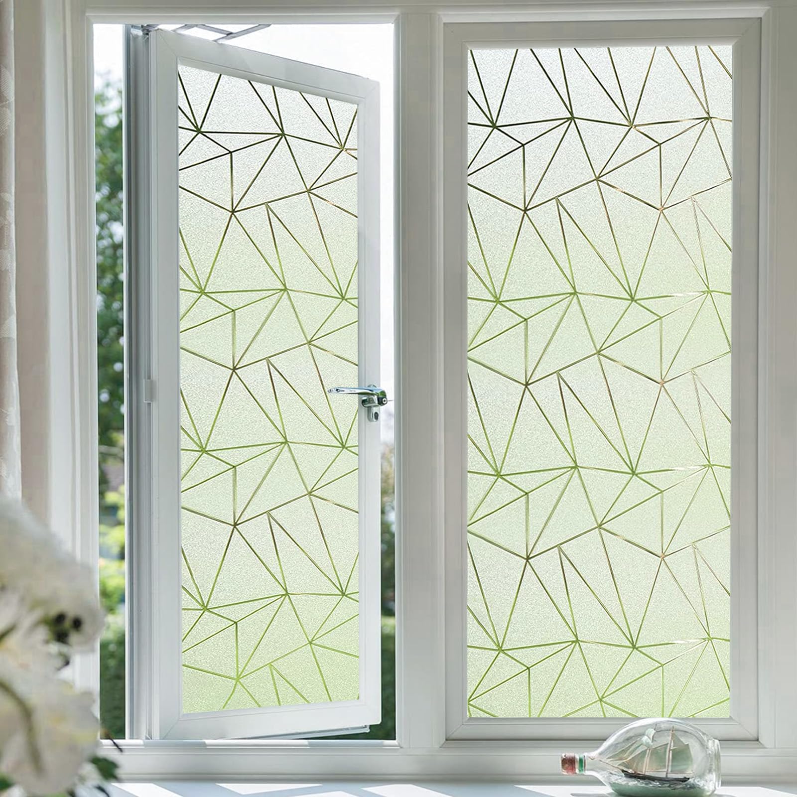 Windimiley Window Privacy Film Frosted Glass Window Clings Christmas Bathroom Home Window Tint Decorative Stained Glass Winter Window Stick