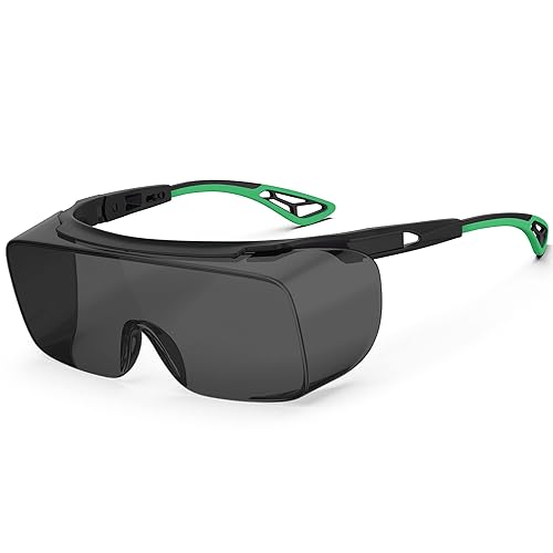 TOREGE Tinted Safety Glasses, Anti Fog Safety Glasses Over Glasses, Welding Glasses With HD Lenses, Medical Lab Goggles For Men(