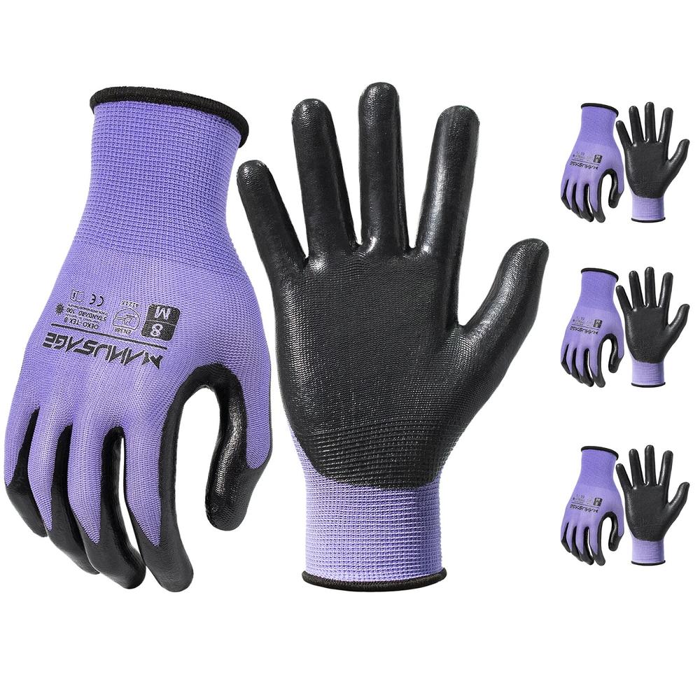 MANUSAGE Safety Work Gloves, Seamless Knit Nylon Gloves, Micro-Foam Nitrile Coated for Men and Women Knit Firm Grip, Tools & Hom